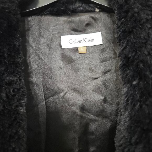 Calvin Klein Women's Black Faux Fur Open Front Vest Size Large - Picture 5 of 6